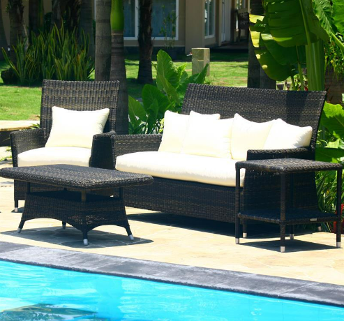 Sofa Set Lorraine Gartenmöbel 1x Bank 2x Sessel 1x Tisch