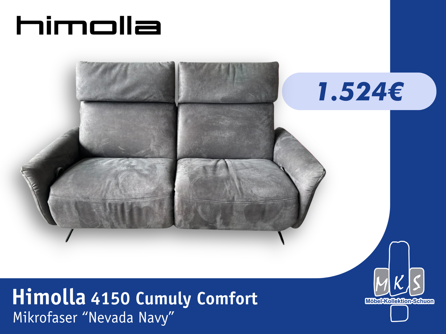 Himolla 4150 Cumuly Comfort Relaxsofa – Manuell verstellbar, Mikrofaser Nevada Navy