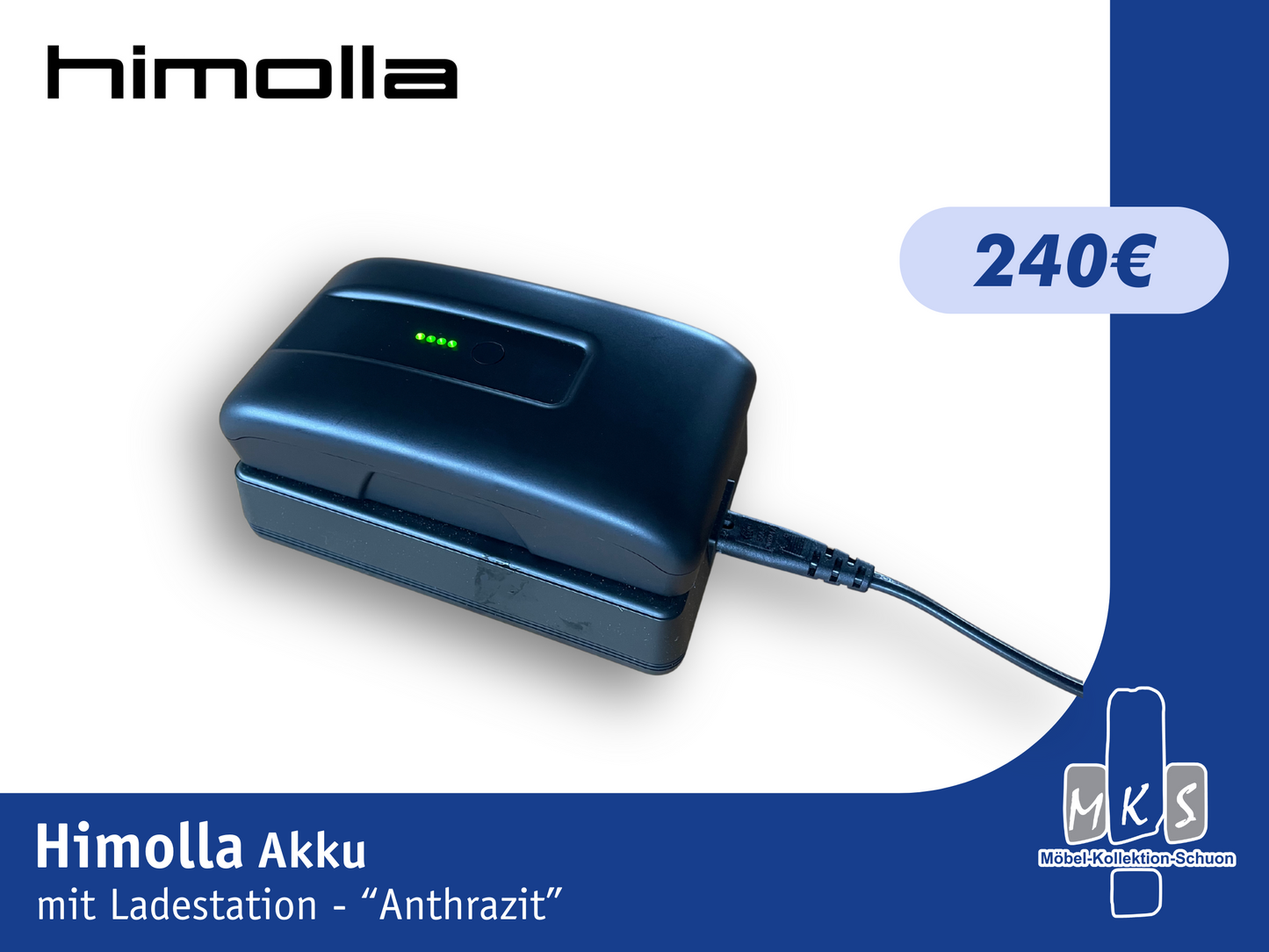Himolla Akku mit Ladestation – Anthrazit (0920 90 ZXX) 🔋