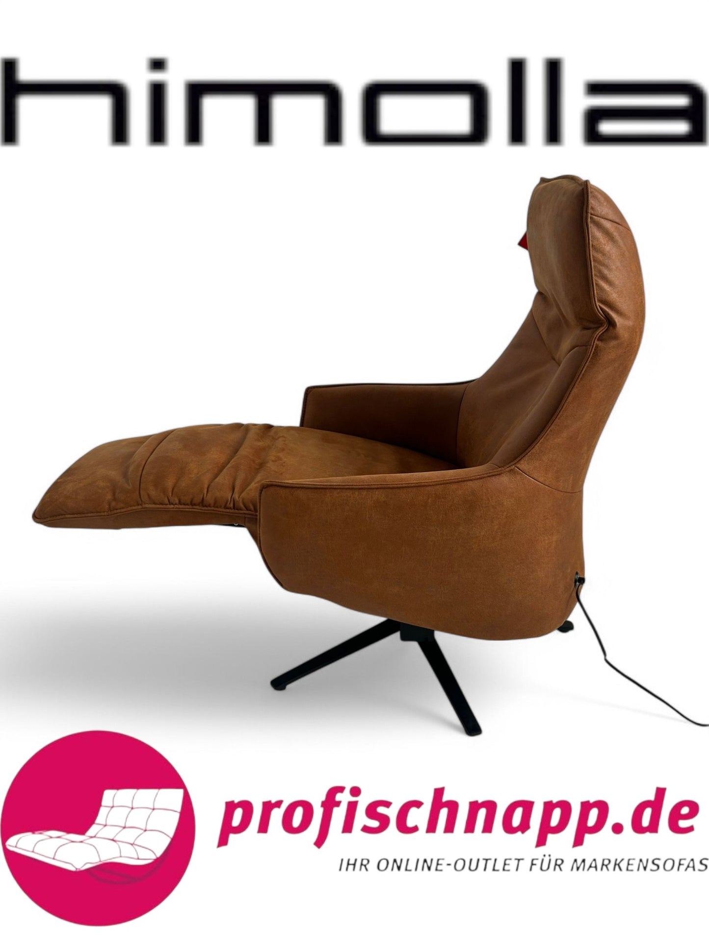 Sessel Himolla 7162 S Lounger – Elektrischer Relaxsessel mit 2 Motoren in Lederoptik 13 Nevada Cognac