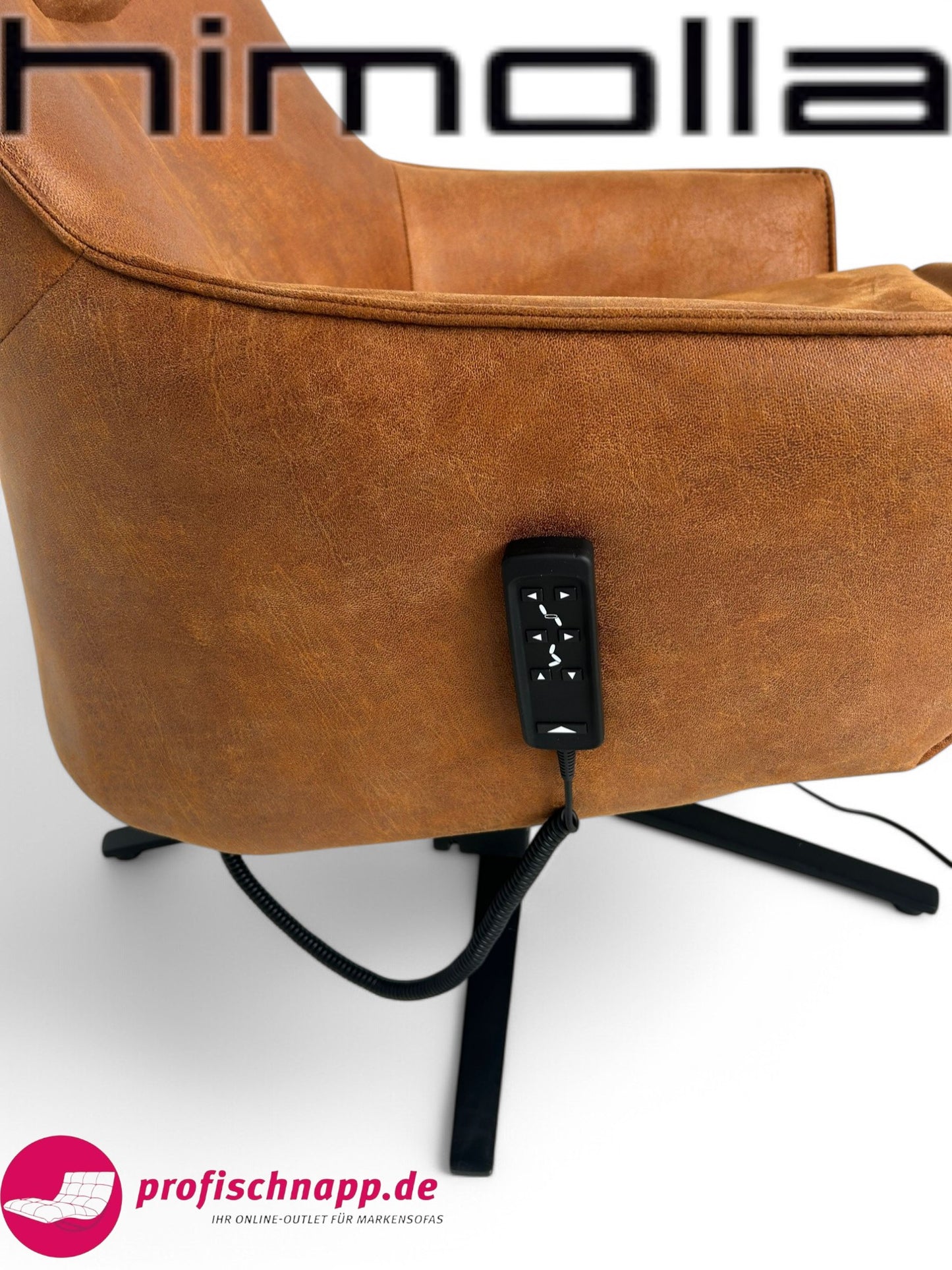 Sessel Himolla 7162 S Lounger – Elektrischer Relaxsessel mit 2 Motoren in Lederoptik 13 Nevada Cognac