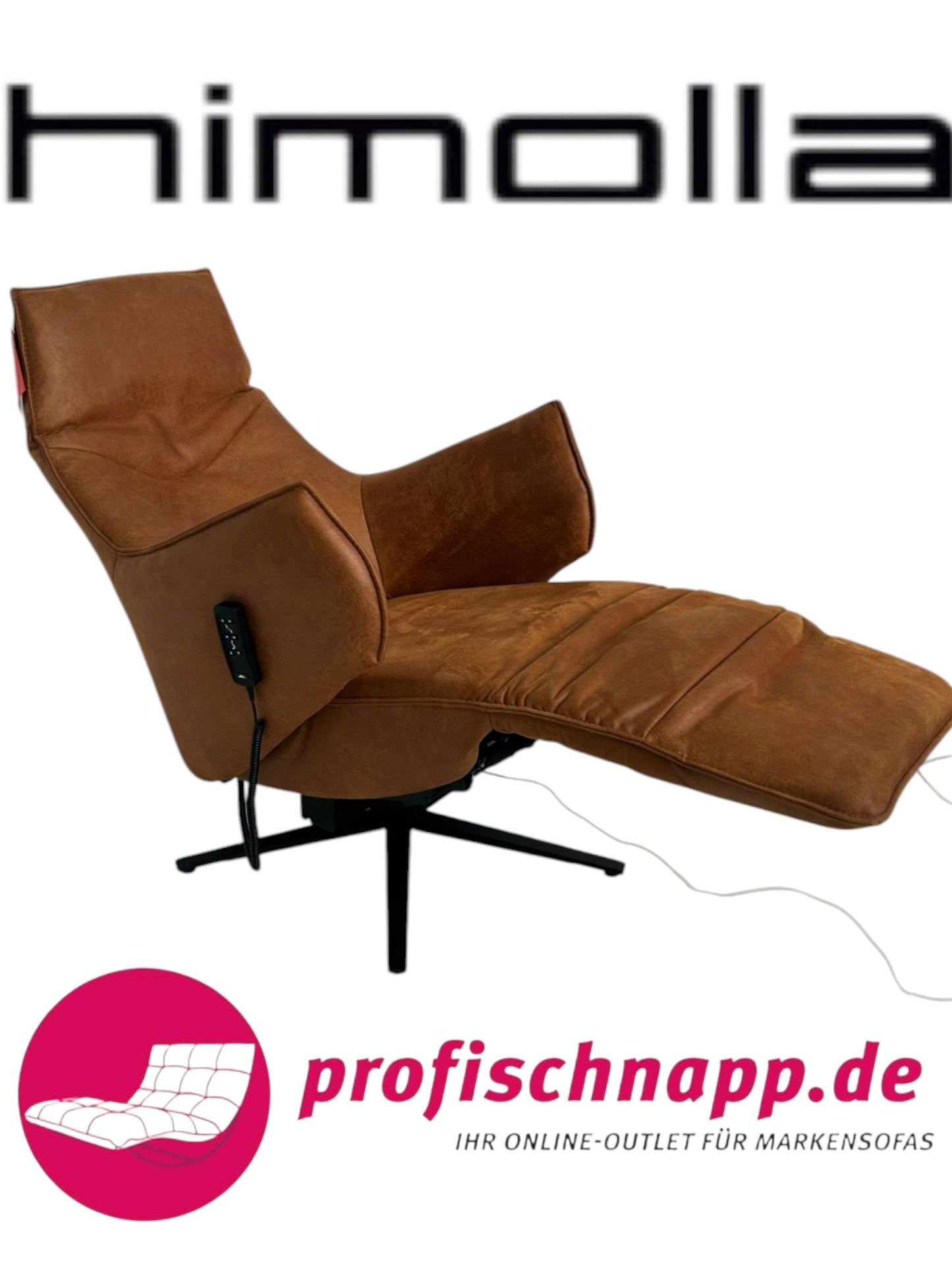 Sessel Himolla 7162 S Lounger – Elektrischer Relaxsessel mit 2 Motoren in Lederoptik 13 Nevada Cognac