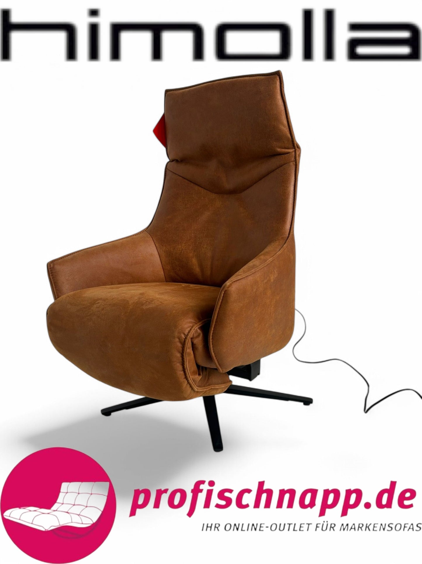 Sessel Himolla 7162 S Lounger – Elektrischer Relaxsessel mit 2 Motoren in Lederoptik 13 Nevada Cognac