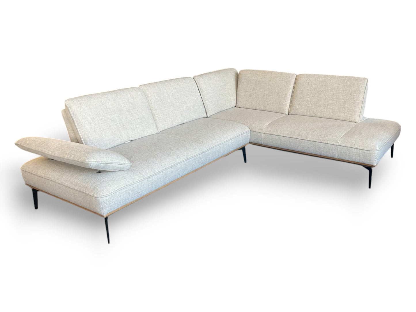 Ecksofa JOOP! 8166 mit Hocker – Modernes Designer-Sofa aus Stoff Canvas Natura