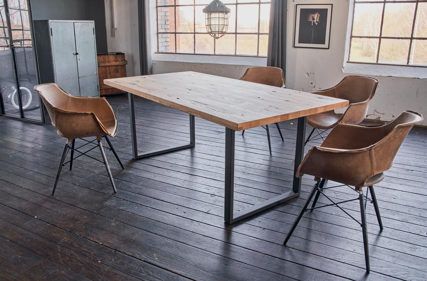 Fred Massivholz Tisch 200x100cm Eiche mit Gerader Kante