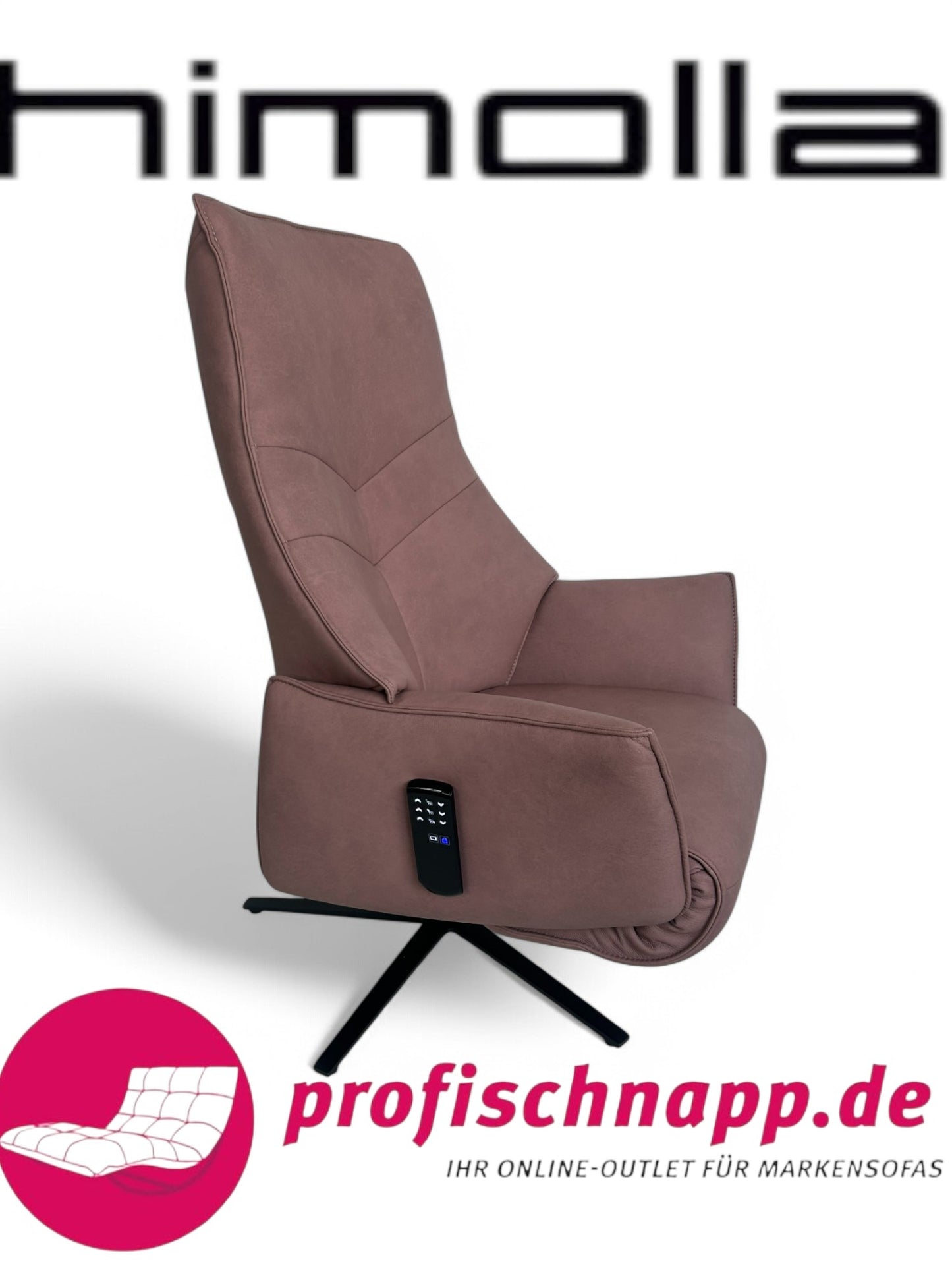 Sessel Himolla 7911 S Lounger Relaxsessel elektrisch – 2 Motoren, elektrische Kopfteilverstellung & Funkfernbedienung, Größe Medium, Leder Leonessa Lachs