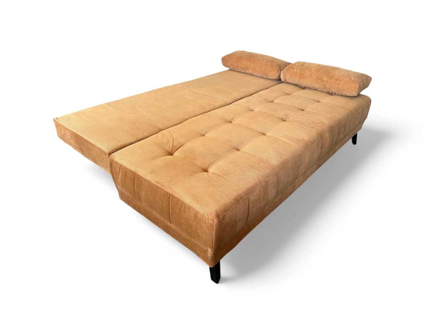 Schlafsofa LIAM – Cordstoff Kupfer – 195 cm breit – modernes Sofa mit Schlaffunktion & Bettkasten