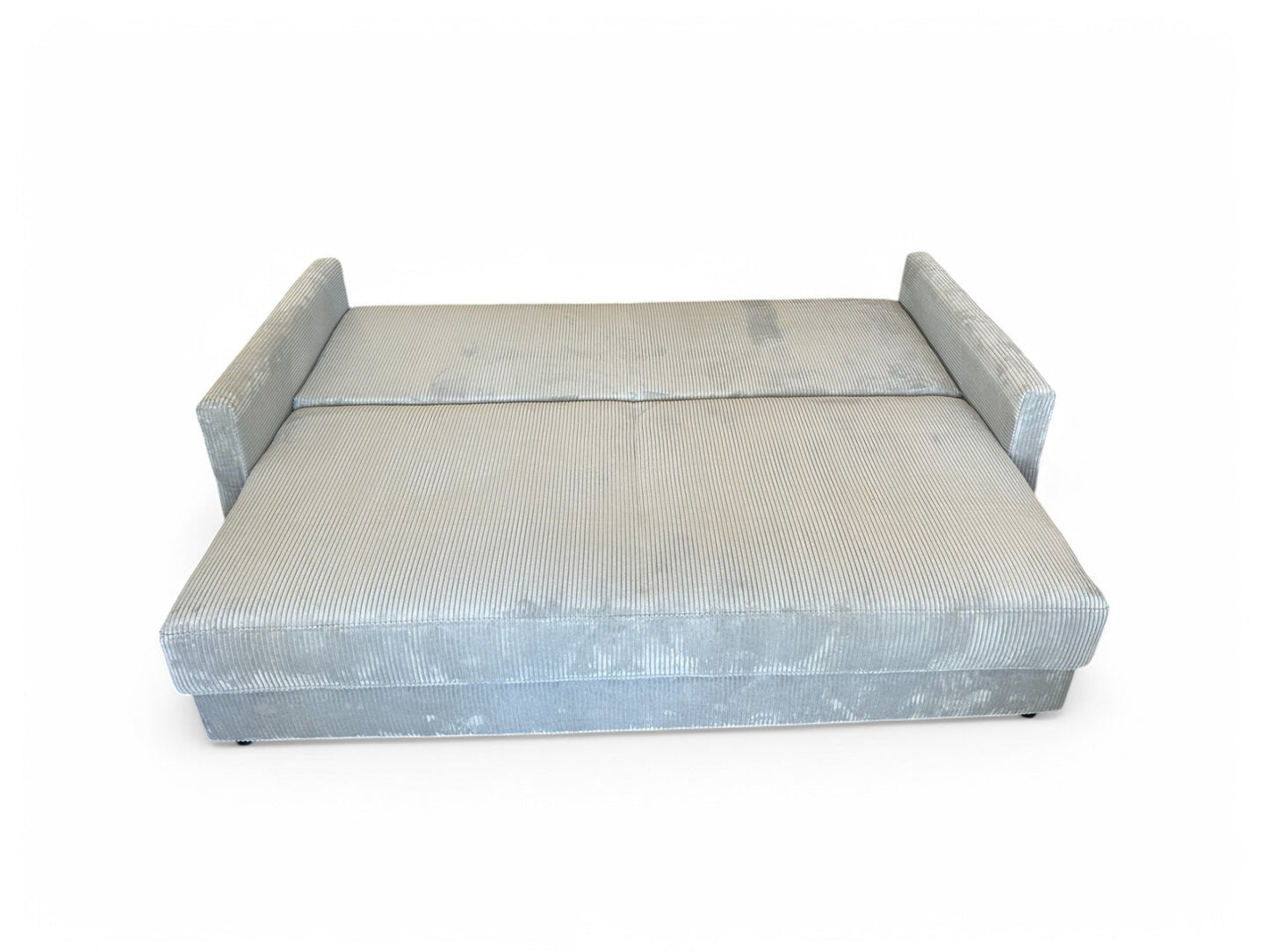 Schlafsofa LINETT – Cordstoff Grau – 220 cm breit – modernes Sofa mit Schlaffunktion & Bettkasten