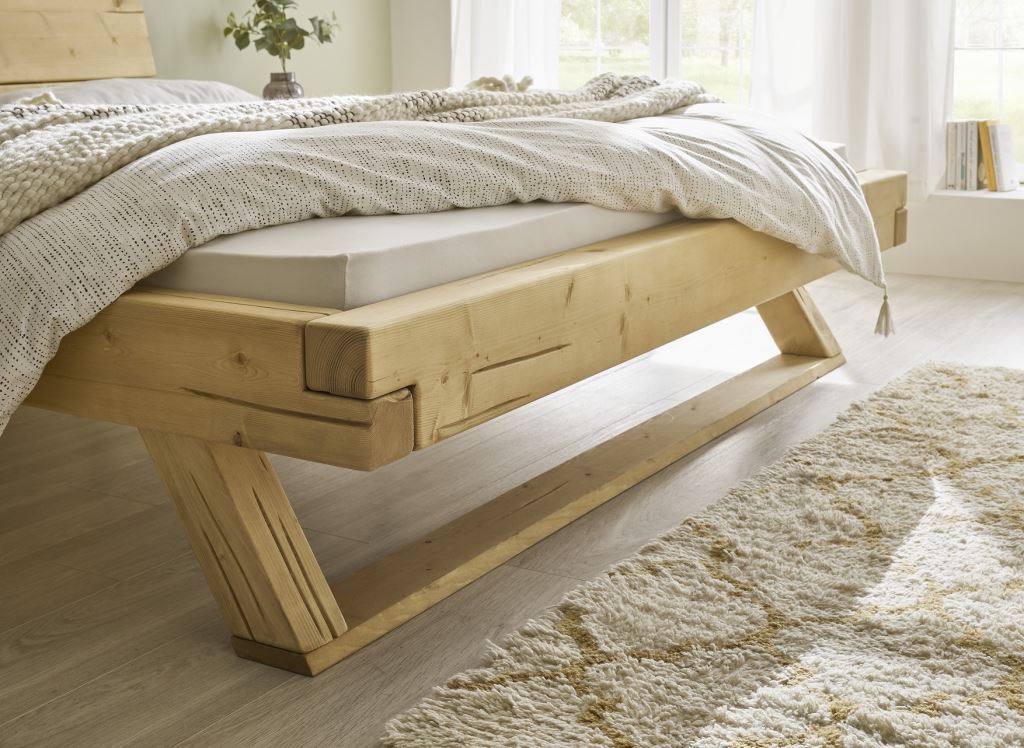 Balkenbett NOLA 180x200 cm – Massivholz Fichte, geölt