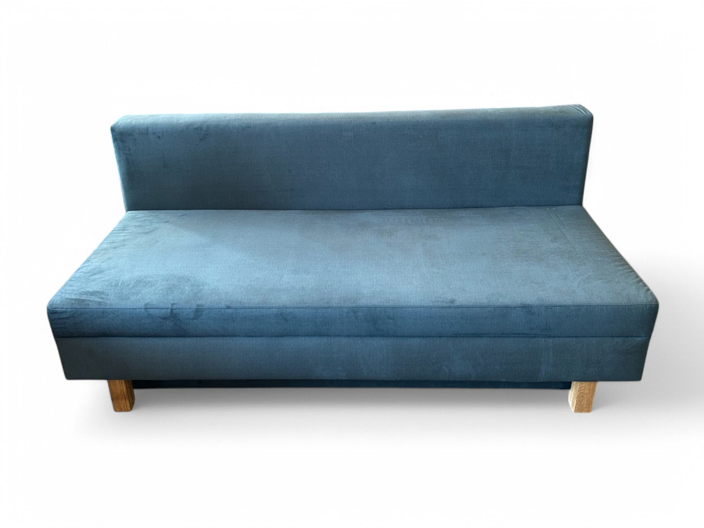 Schlafsofa TINO.A – Velourstoff in Petrol – 200 cm – modernes Sofa mit Schlaffunktion & Bettkasten