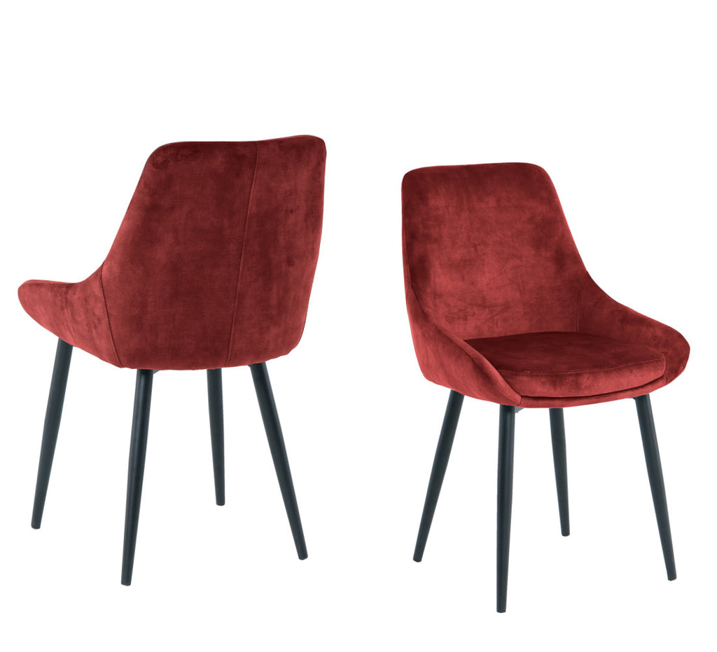 Esszimmerstuhl 2er-Set  – Samtbezug & schwarze Metallbeine