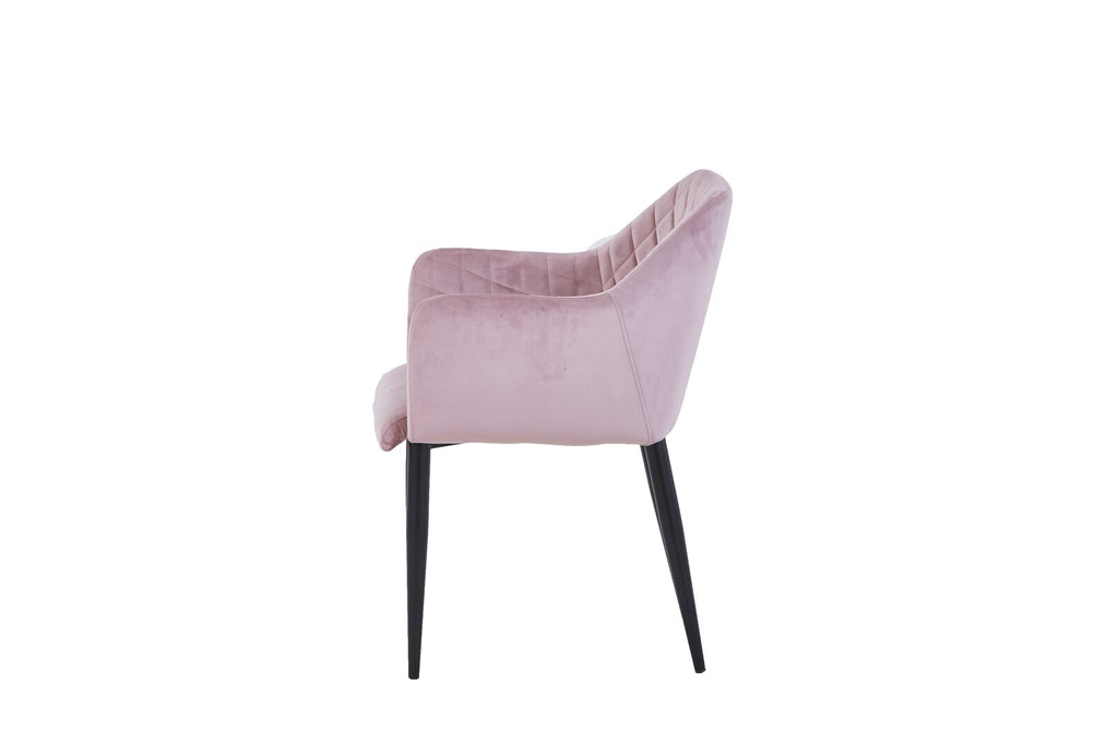 Armlehnstühle 2er-Set Samt – Altrosa mit schwarzem Gestell