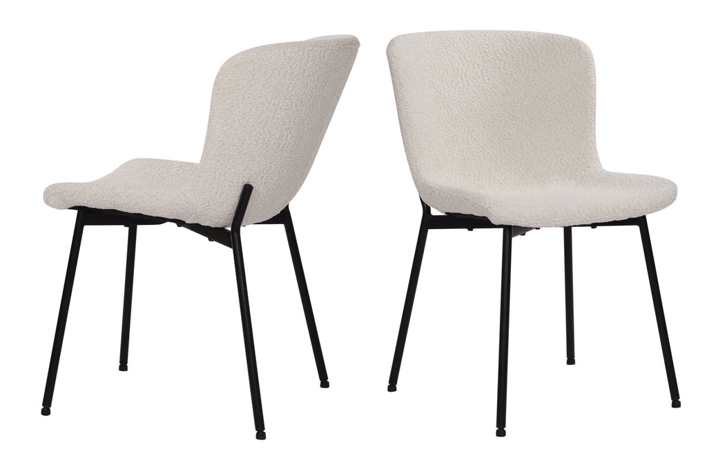 Esszimmerstühle 2er Set Bouclébezug - Gestell Metall schwarz