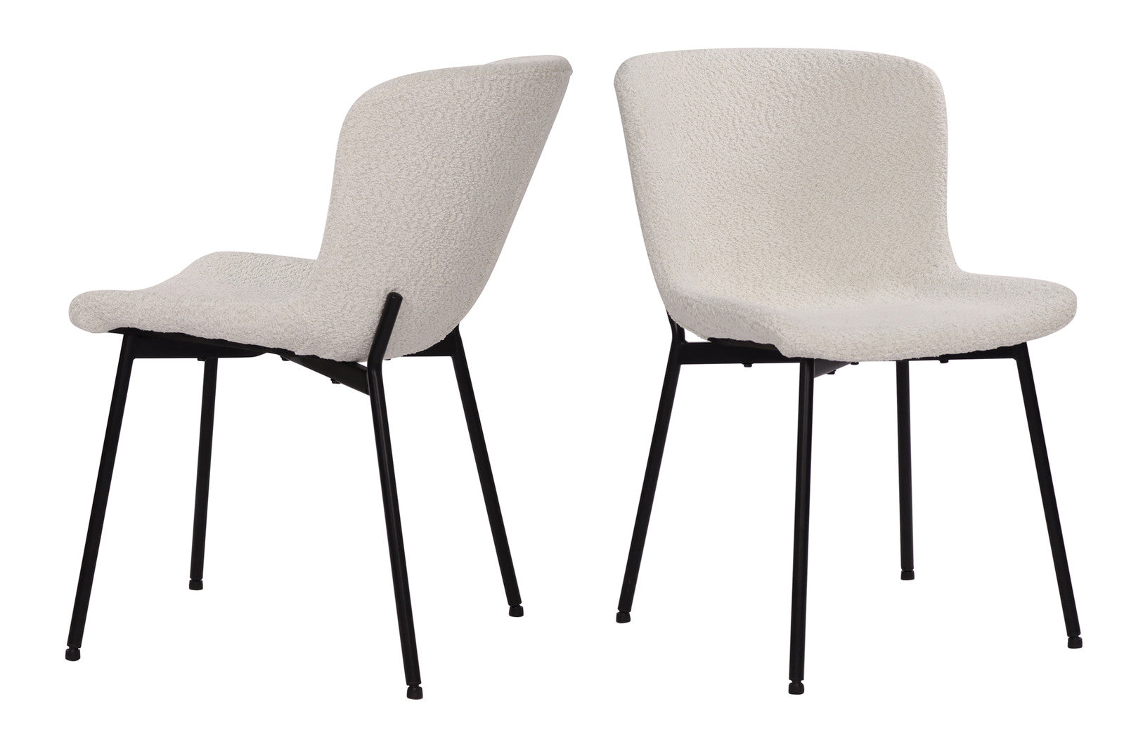 Esszimmerstühle 2er Set Bouclébezug - Gestell Metall schwarz