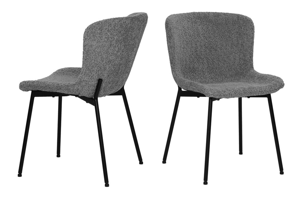 Esszimmerstühle 2er Set Bouclébezug - Gestell Metall schwarz