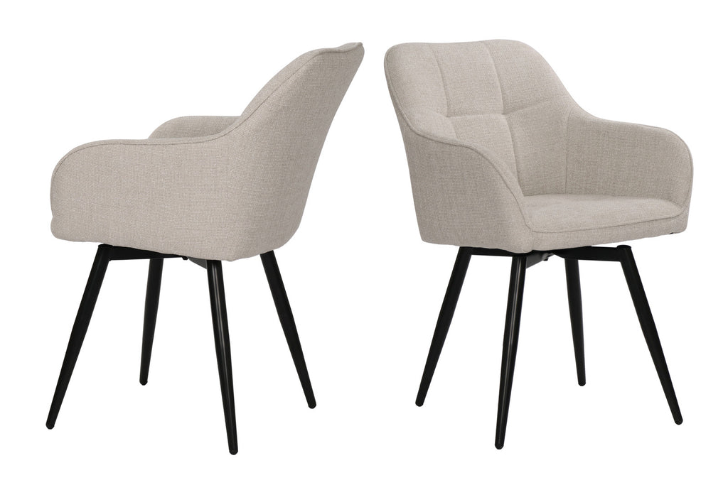 Armlehnstühle 2er-Set 360° Drehfunktion – Strukturstoff & Metallgestell