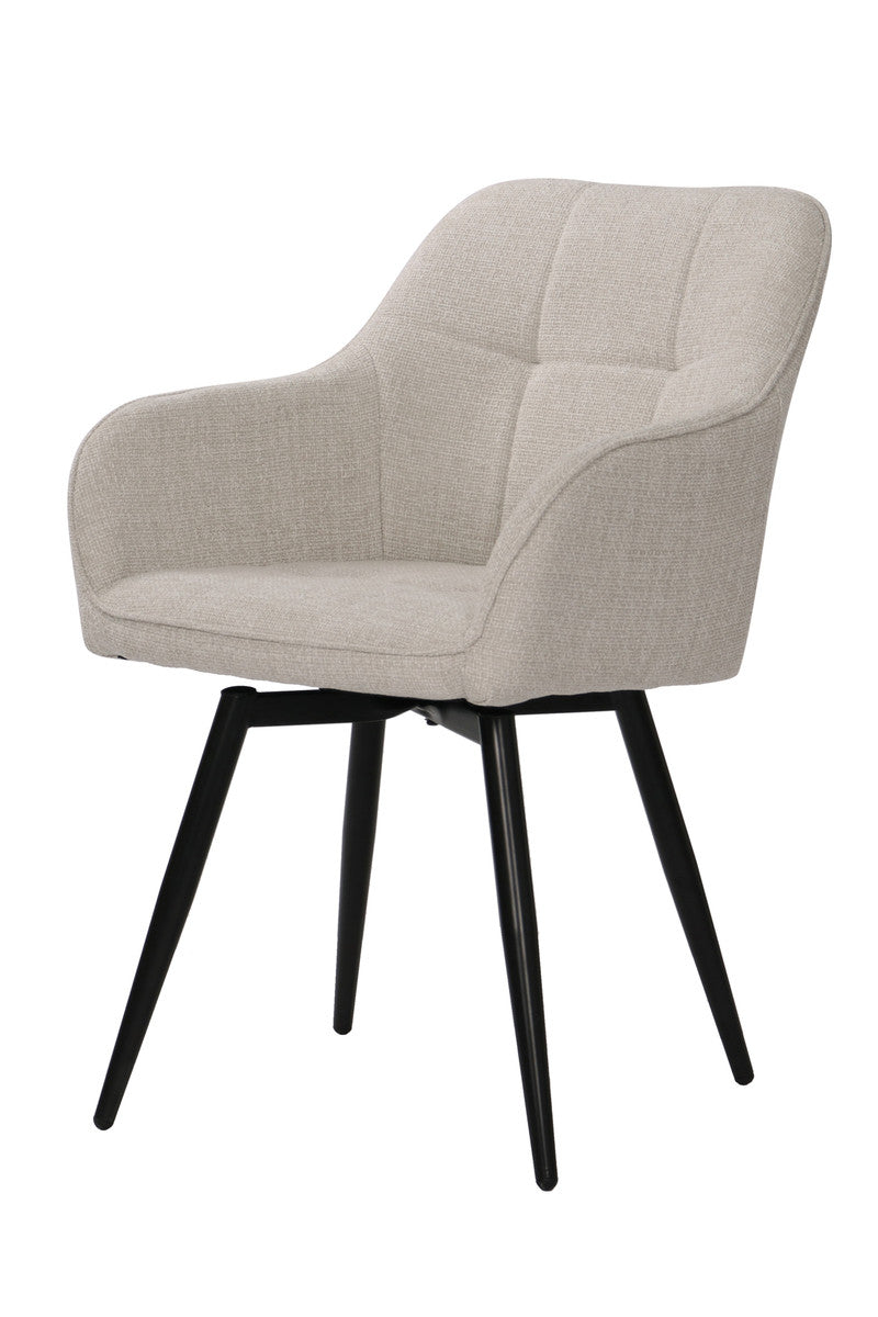 Armlehnstühle 2er-Set 360° Drehfunktion – Strukturstoff & Metallgestell