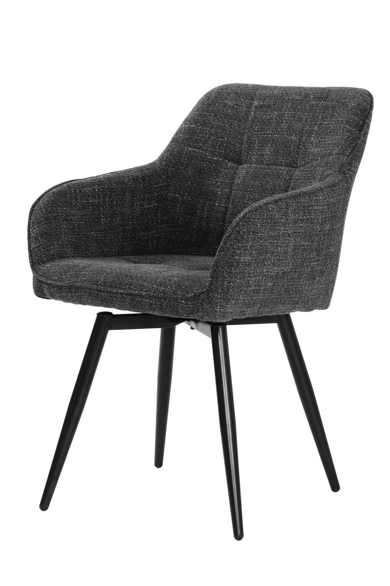 Armlehnstühle 2er-Set 360° Drehfunktion – Strukturstoff & Metallgestell