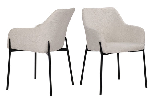 Armlehnstuhl 2er-Set mit Bouclé-Bezug – Gestell mattschwarz