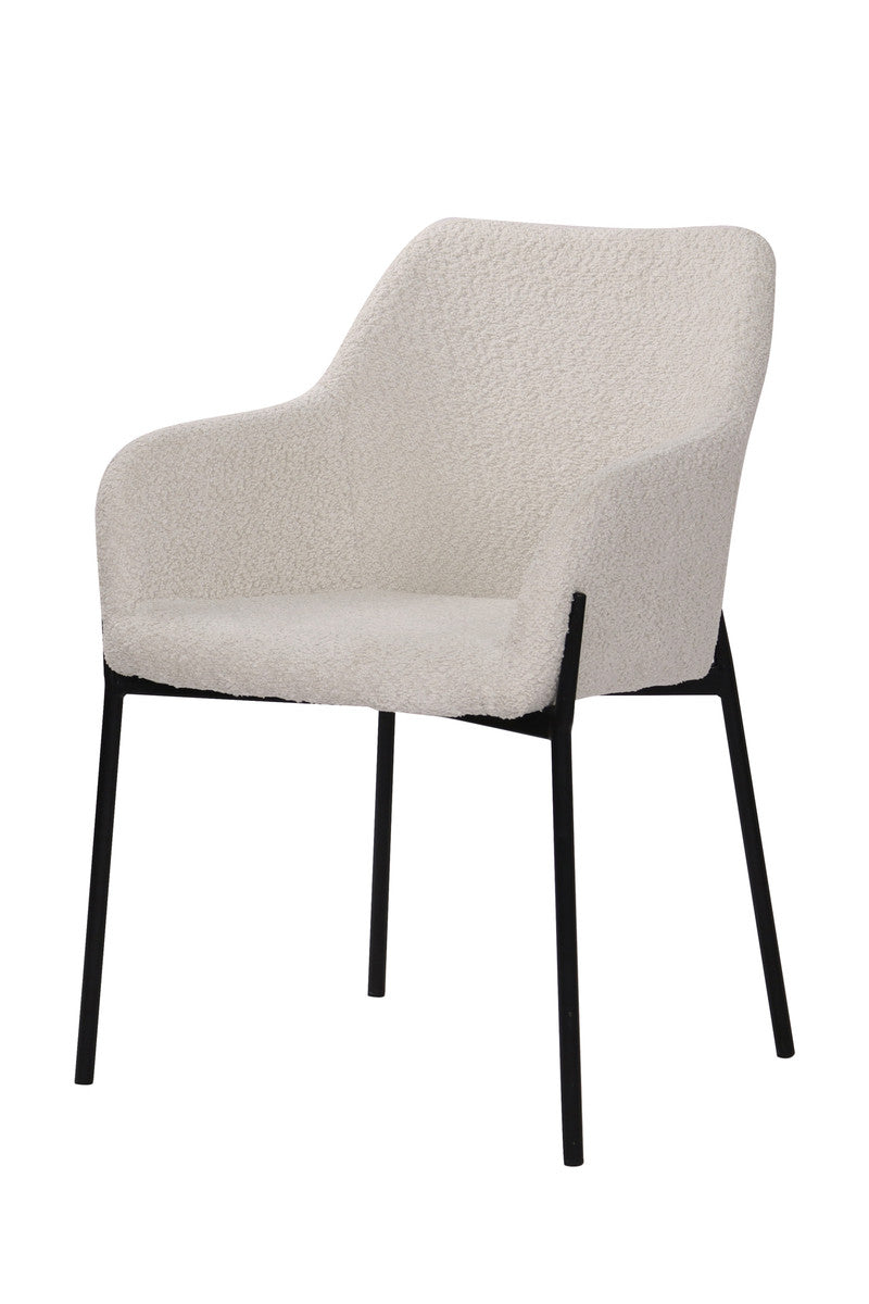 Armlehnstuhl 2er-Set mit Bouclé-Bezug – Gestell mattschwarz
