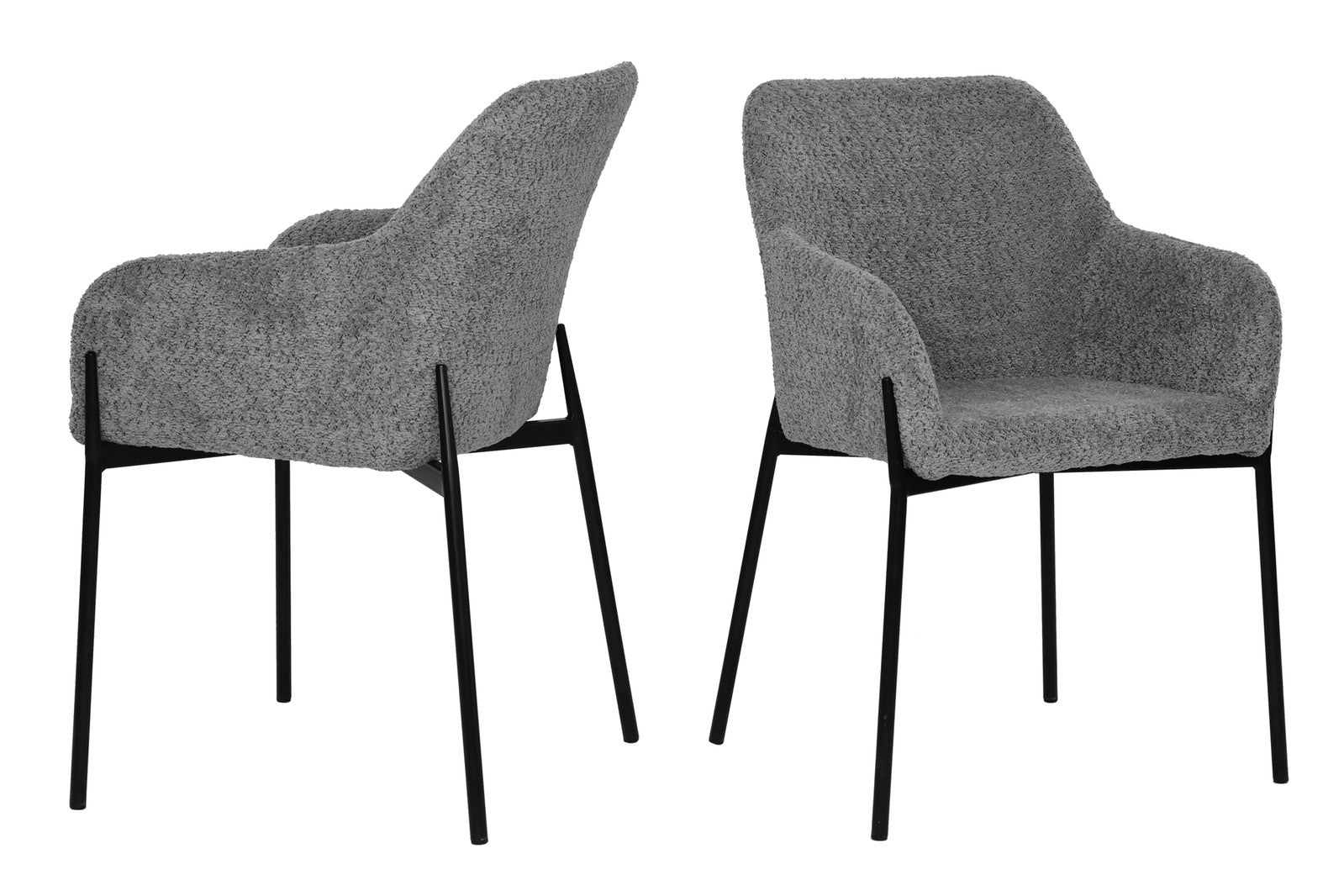 Armlehnstuhl 2er-Set mit Bouclé-Bezug – Gestell mattschwarz