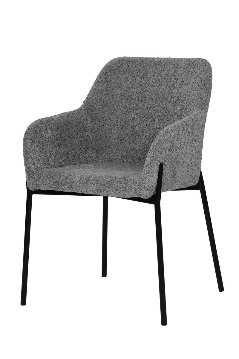 Armlehnstuhl 2er-Set mit Bouclé-Bezug – Gestell mattschwarz