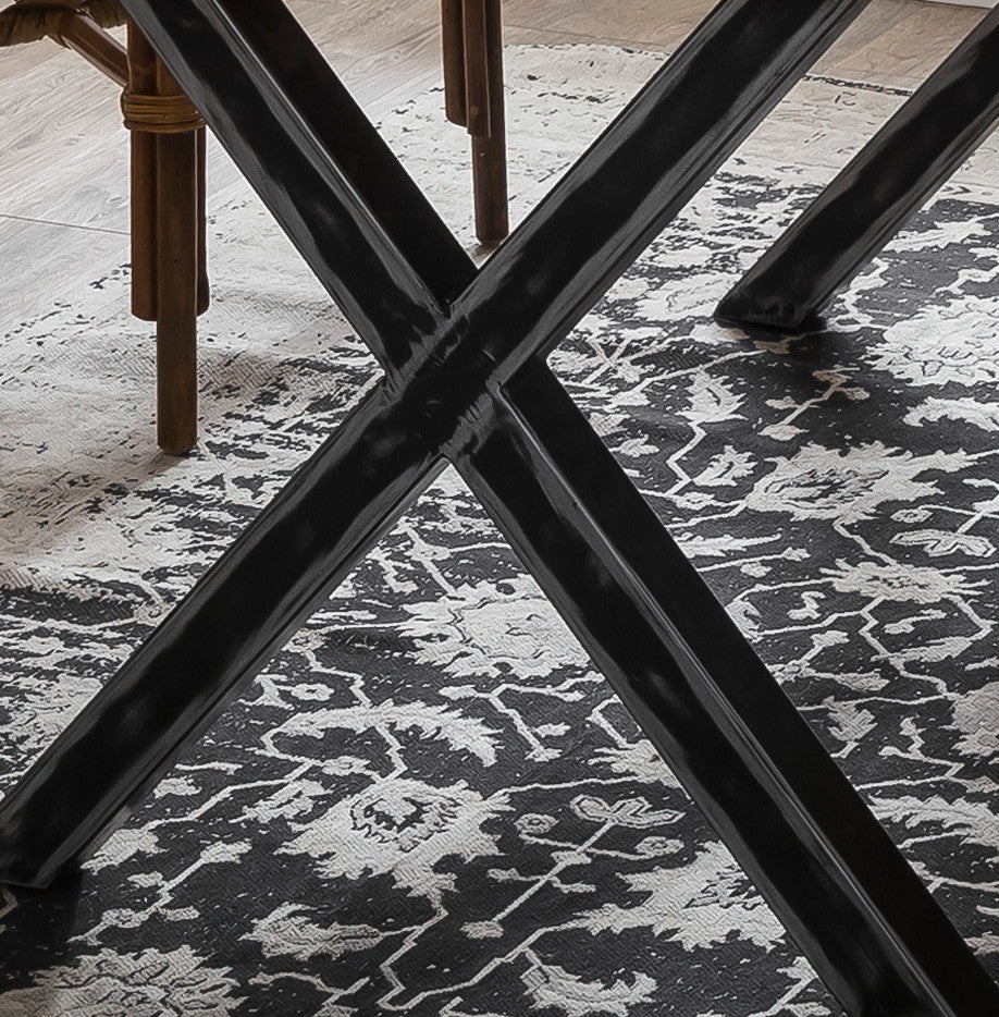 Esstisch Mango massiv mit Baumkante – 160x85 cm, X-Gestell Stahl