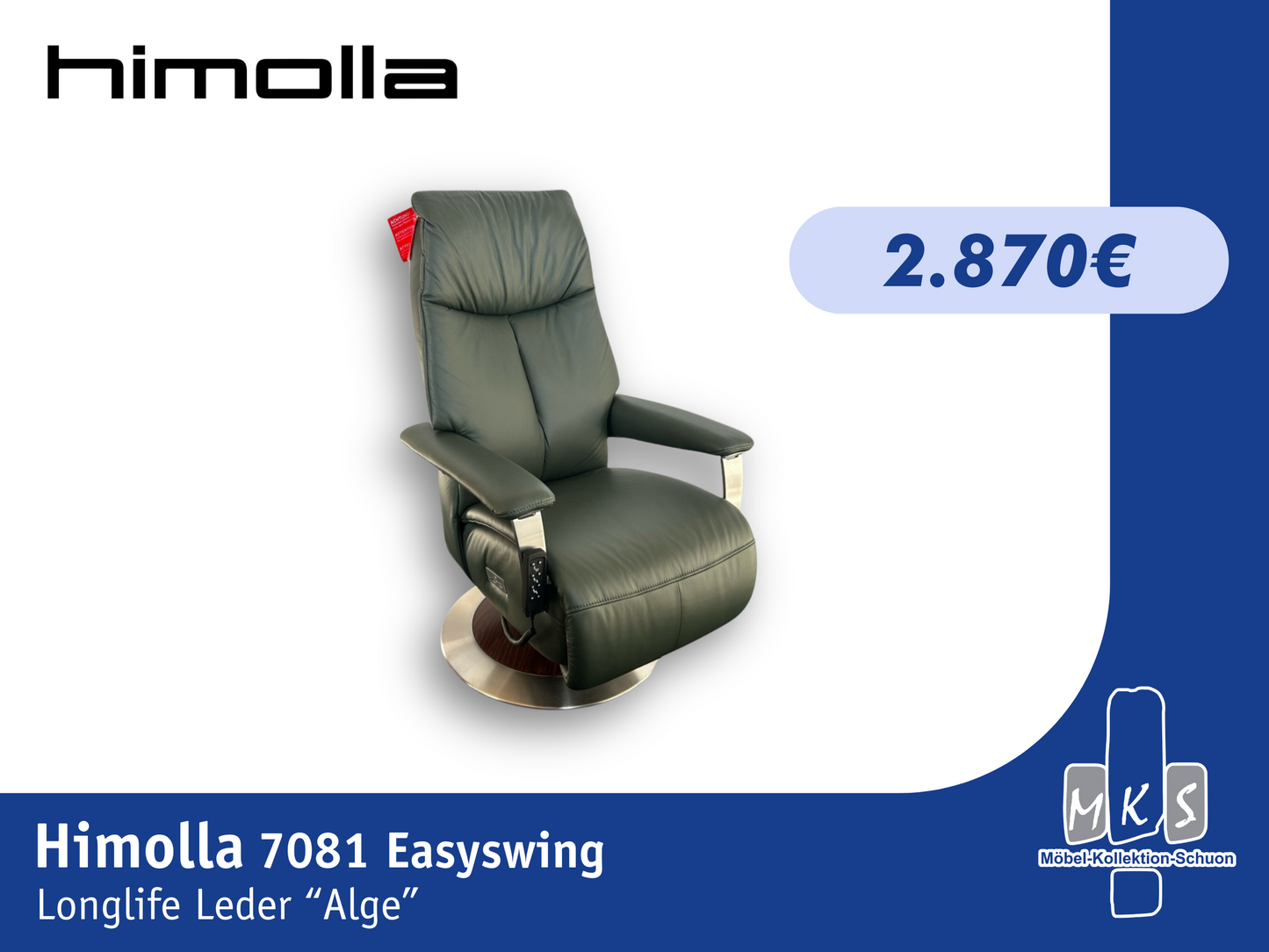 Sessel Himolla 7081 Easy-Swing Relaxsessel – 2-motorig, mit Massagefunktion, Leder Alge