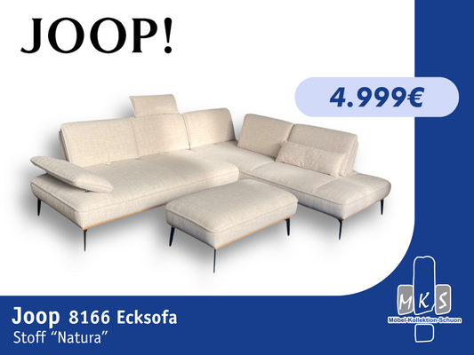 Ecksofa JOOP! 8166 mit Hocker – Modernes Designer-Sofa aus Stoff Canvas Natura
