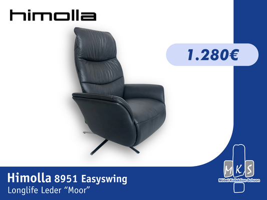 Sessel Himolla 8951 Easyswing Relaxsessel manuell – Echtleder Soft 31 Moor, ergonomisch & drehbar mit Sternfuß aus Edelstahl