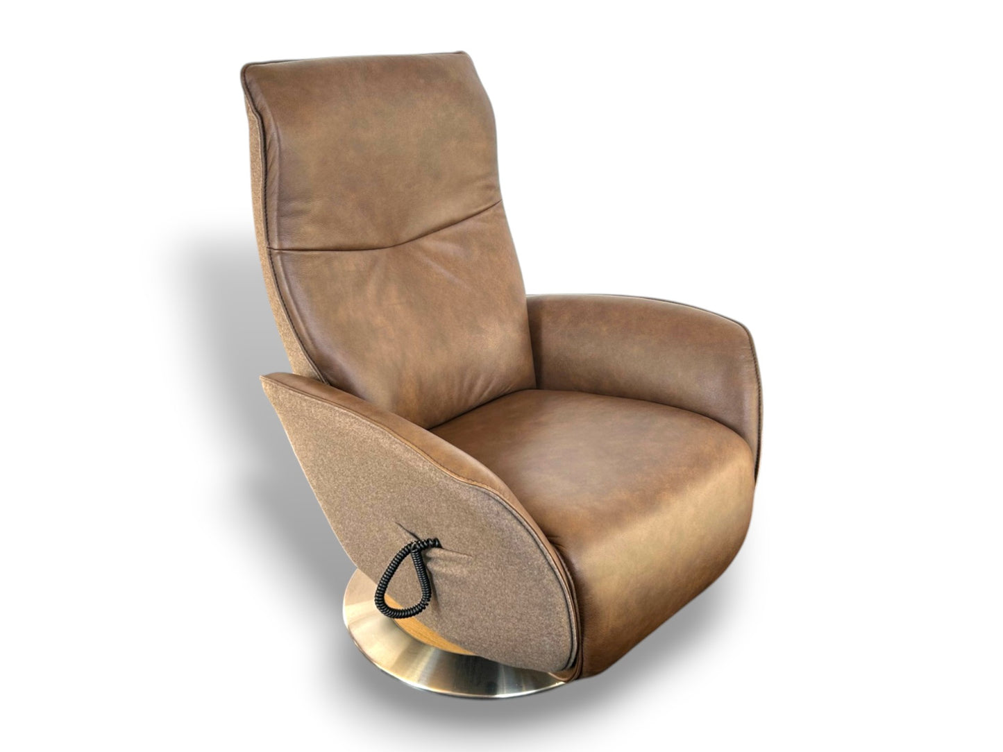Sessel Himolla 7928 Easy-Swing Relaxsessel 1-motorig mit Aufstehhilfe, Leder Forest & Stoff Salino Schlam