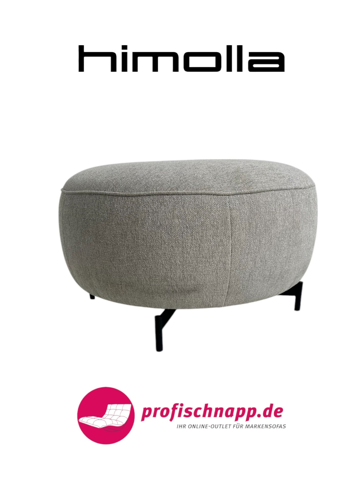 Himolla 8170 Hocker für Joop! – Rund, Schwarze Füße, Stoff Jasmin – Eleganter Polsterhocker