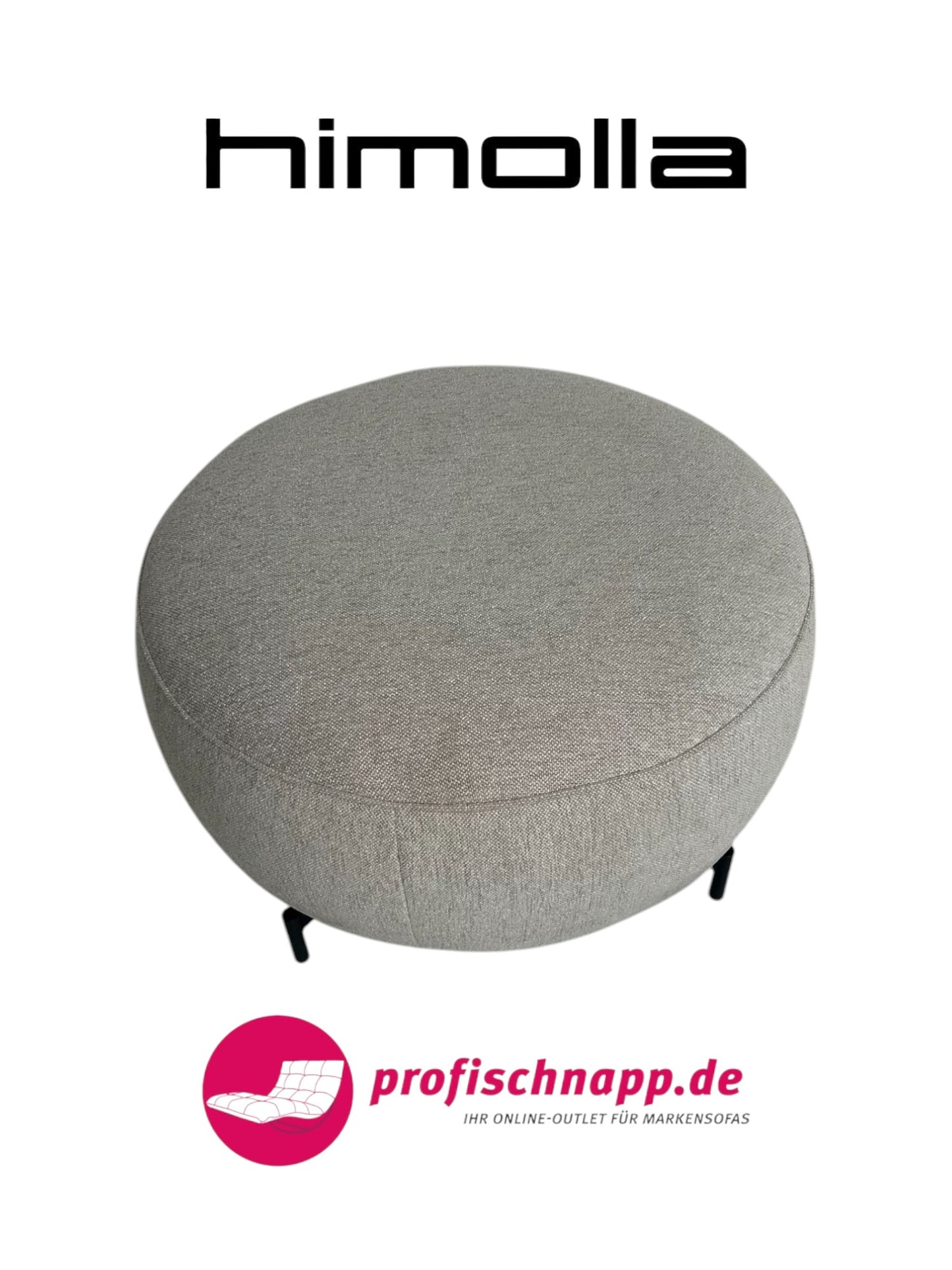 Himolla 8170 Hocker für Joop! – Rund, Schwarze Füße, Stoff Jasmin – Eleganter Polsterhocker