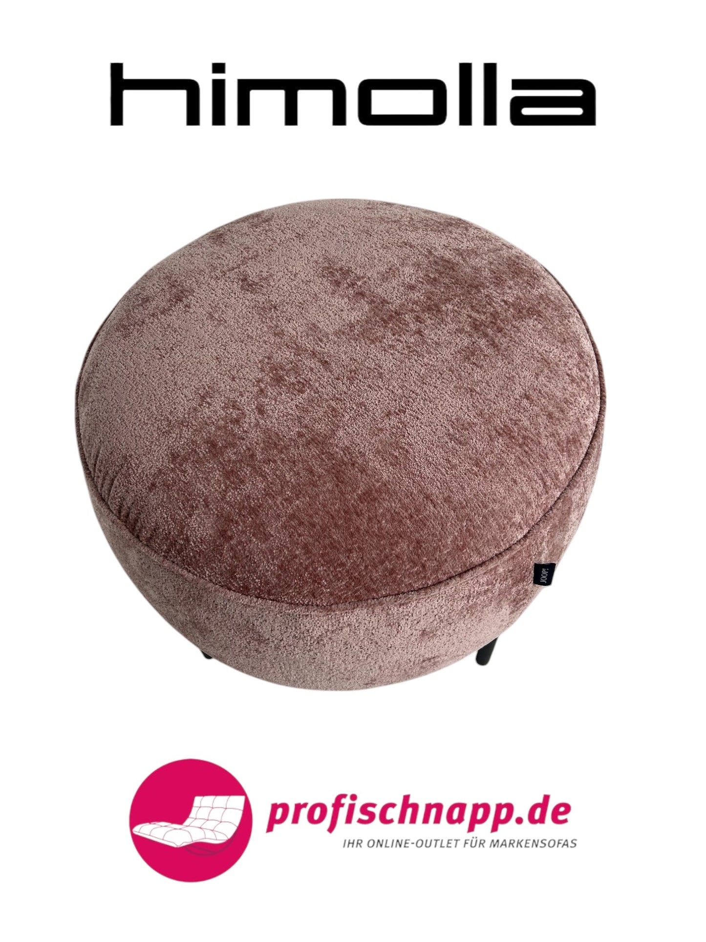 Himolla 8170 Hocker für Joop! – Rund (Ø 60 cm), Schwarze Füße, Stoff Allure Rose – Eleganter Polsterhocker