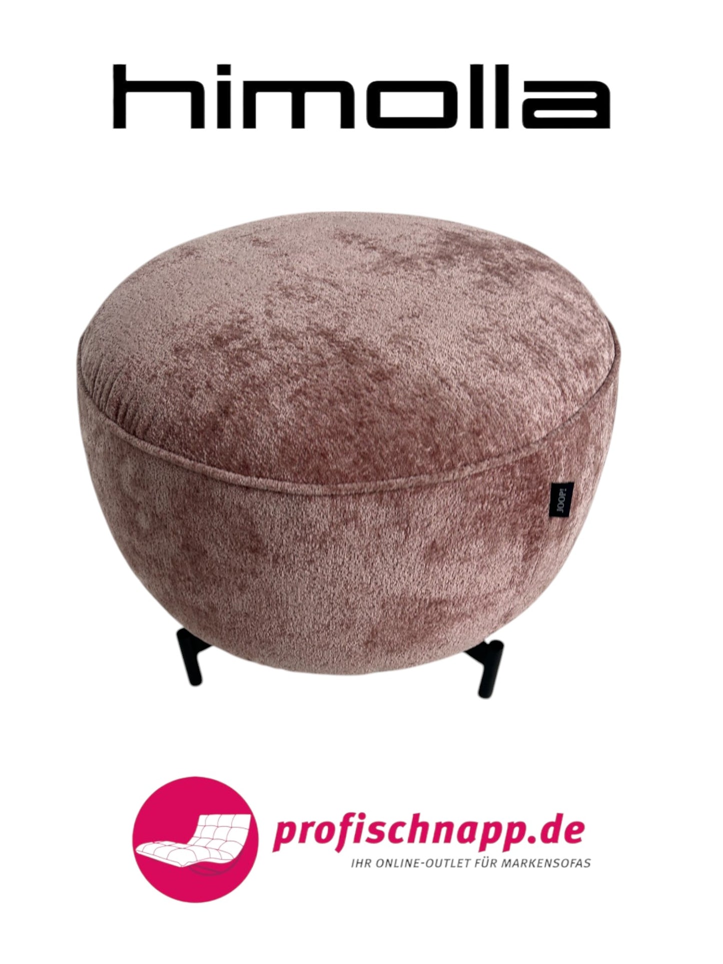 Himolla 8170 Hocker für Joop! – Rund (Ø 60 cm), Schwarze Füße, Stoff Allure Rose – Eleganter Polsterhocker