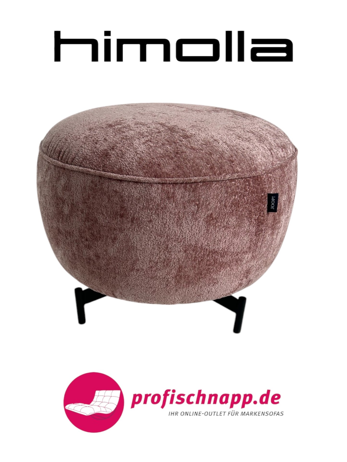 Himolla 8170 Hocker für Joop! – Rund (Ø 60 cm), Schwarze Füße, Stoff Allure Rose – Eleganter Polsterhocker