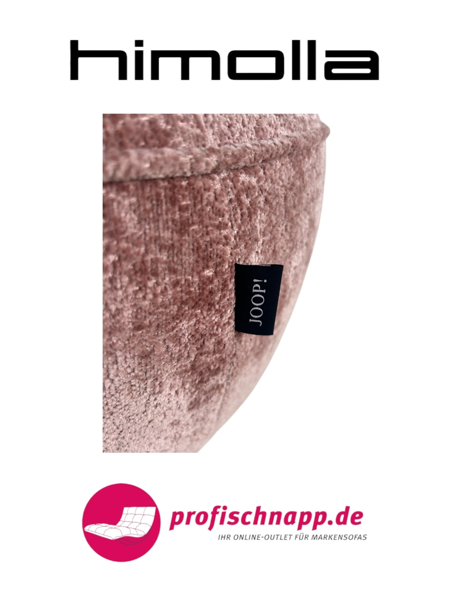 Himolla 8170 Hocker für Joop! – Rund (Ø 60 cm), Schwarze Füße, Stoff Allure Rose – Eleganter Polsterhocker