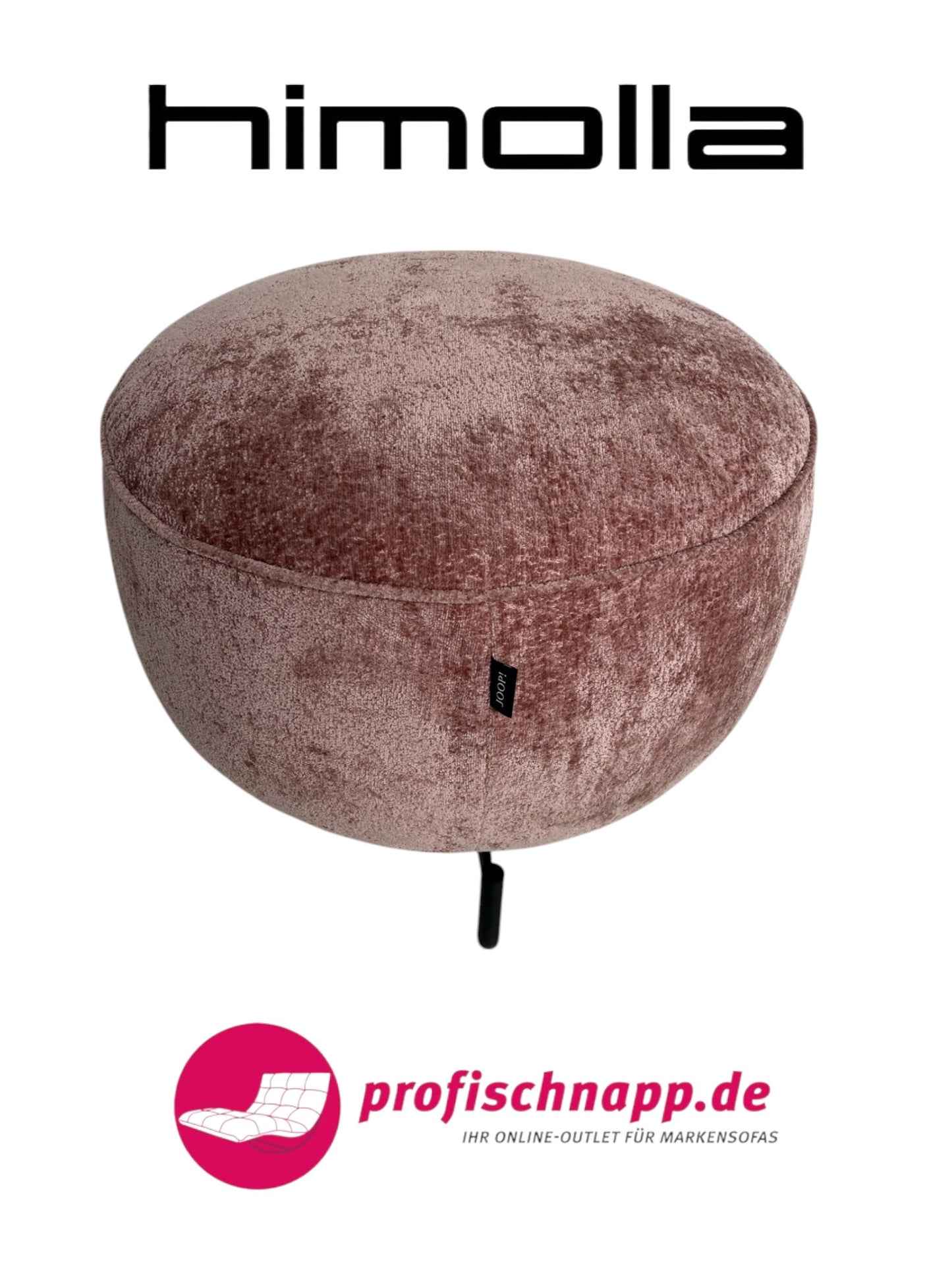 Himolla 8170 Hocker für Joop! – Rund (Ø 60 cm), Schwarze Füße, Stoff Allure Rose – Eleganter Polsterhocker