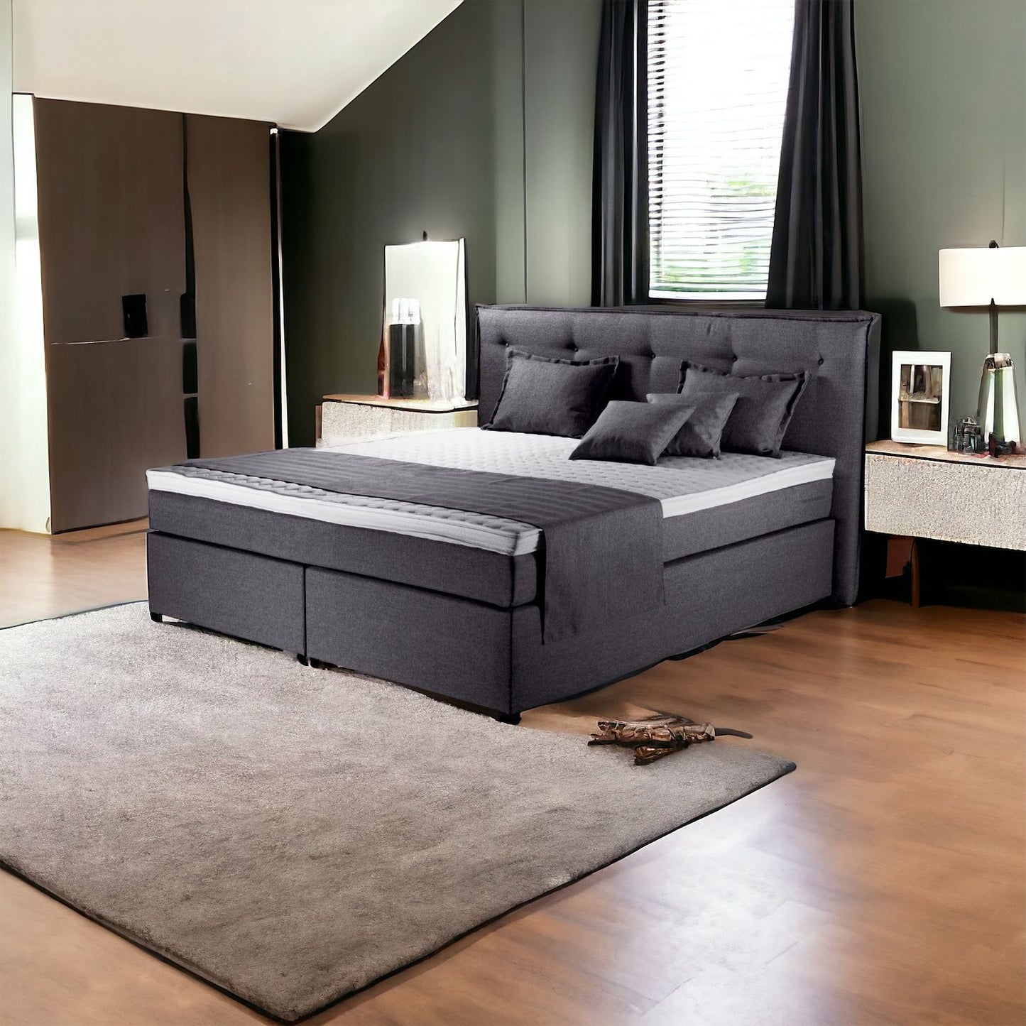 Ferrol Boxspringbett Elektrisch Dunkelgrau - fancy 90 180x200cm