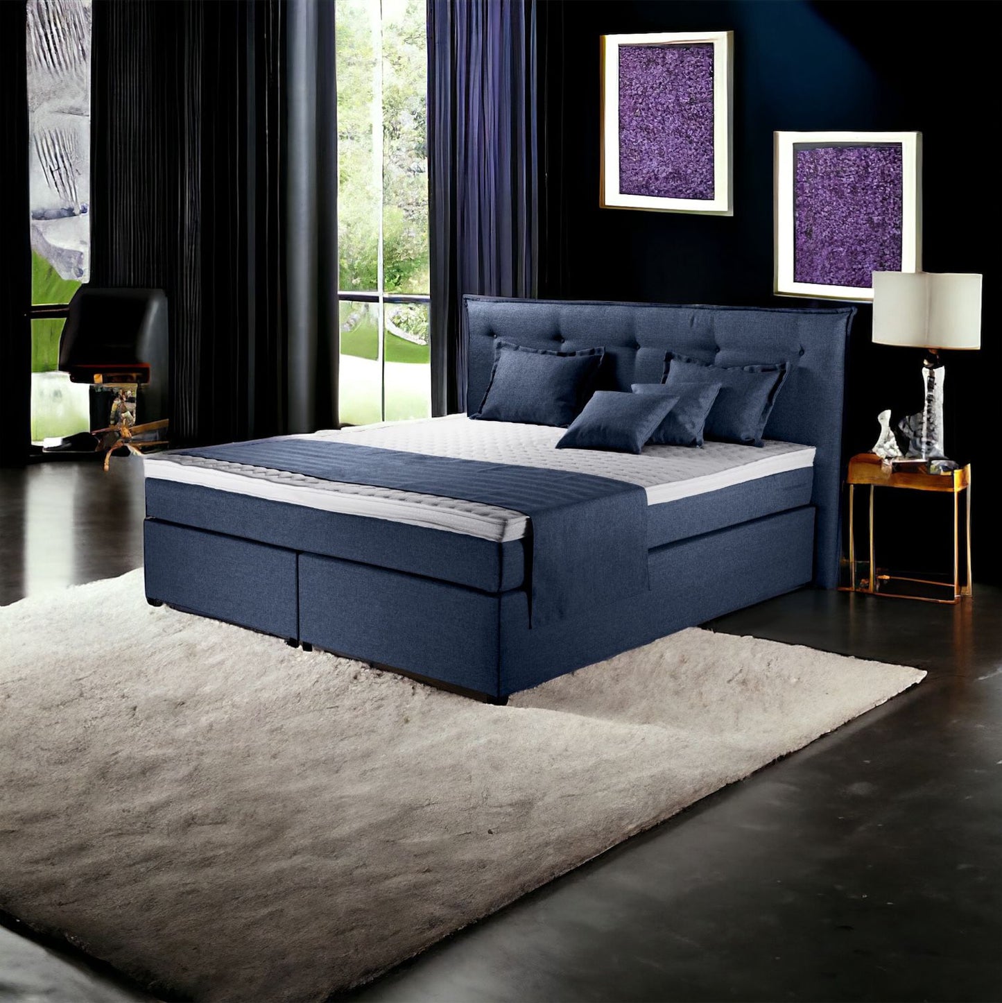 Boxspringbett Herzog 160x200cm Blau