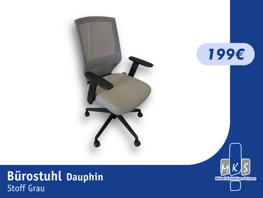 Bürostuhl Dauphin Drehstuhl Grau – Ergonomisch mit Netzbespannung & Flachgewebe