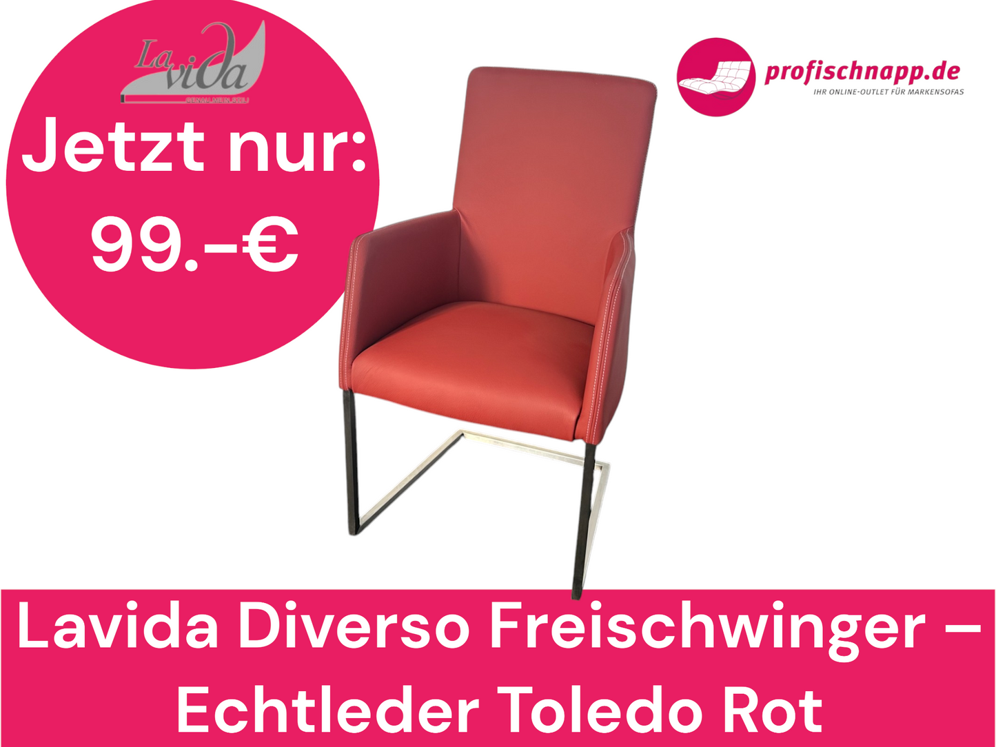 Lavida Diverso Freischwinger – Echtleder Toledo Rot