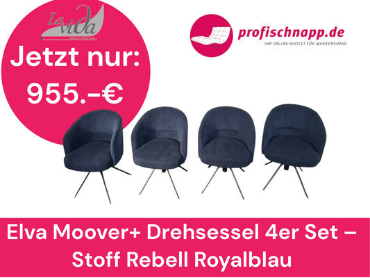 Lavida Elva Moover+ Drehsessel 4er Set – Stoff Rebell Royalblau