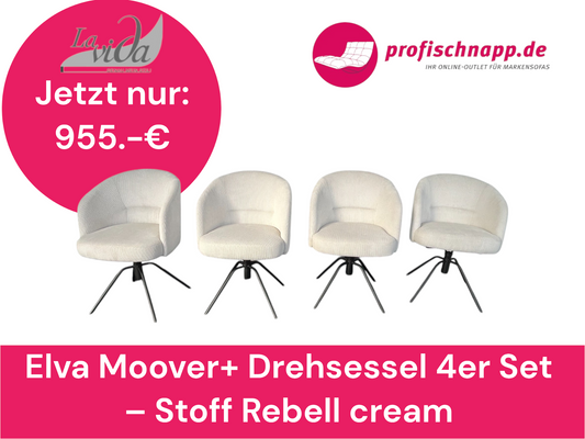 Elva Moover+ Drehsessel 4er Set – Stoff Rebell cream