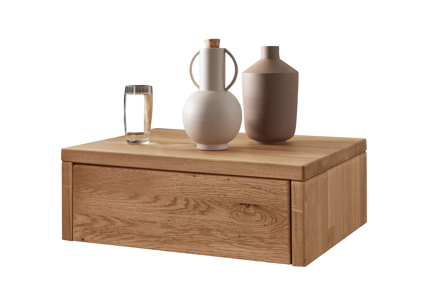 Nachttisch LARA Eiche Massiv schwebend mit Schublade – Modernes Design aus Massivholz