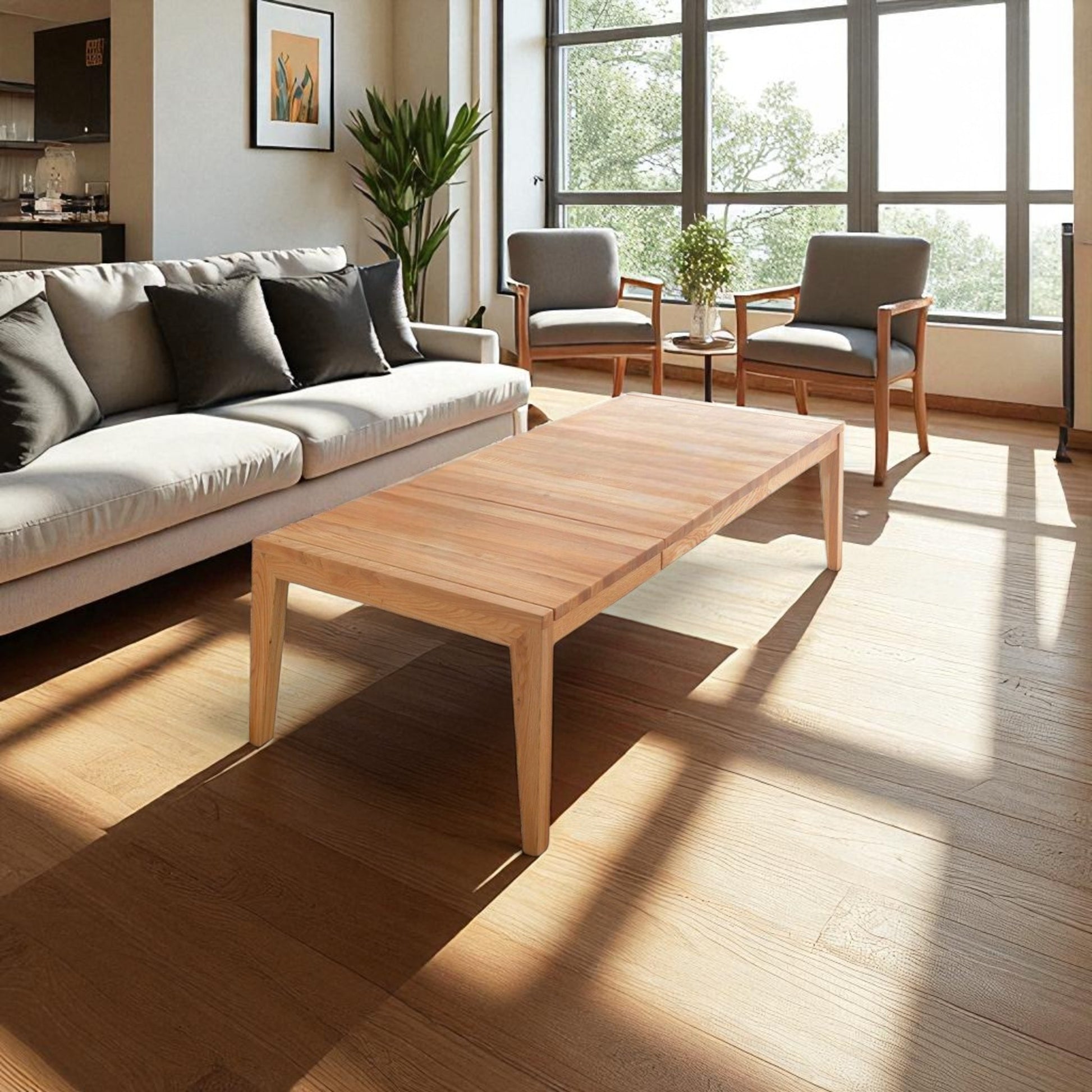 Couchtisch GÖTEBORG 112(152)/73cm – Asteiche Massiv geölt, Ausziehbar