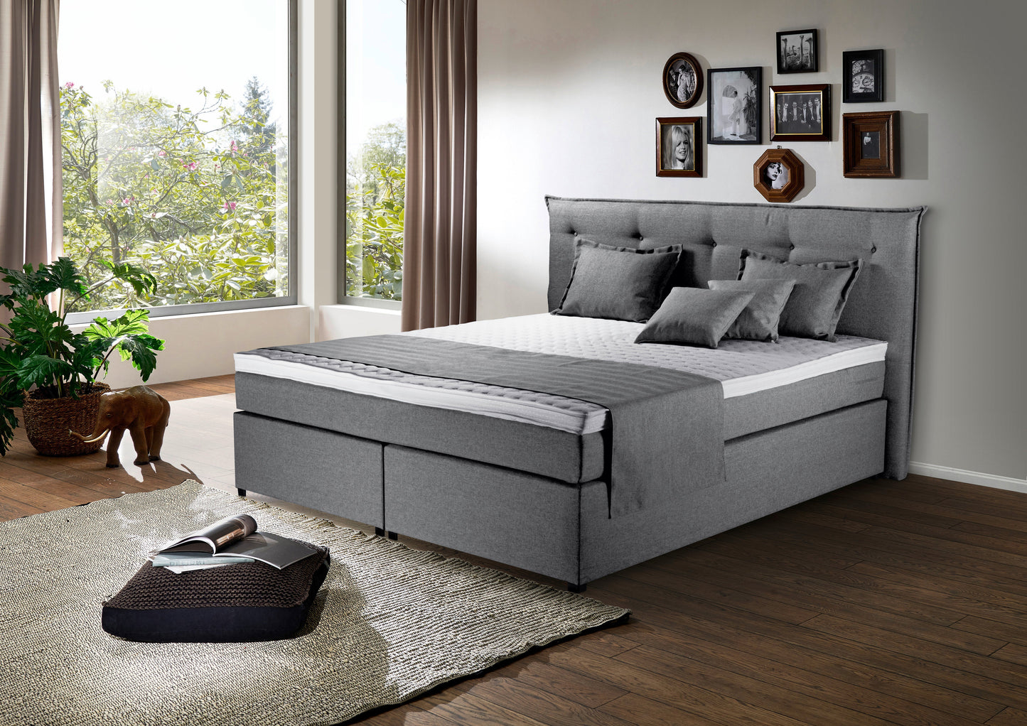 Boxspringbett Herzog 200x200cm Grau