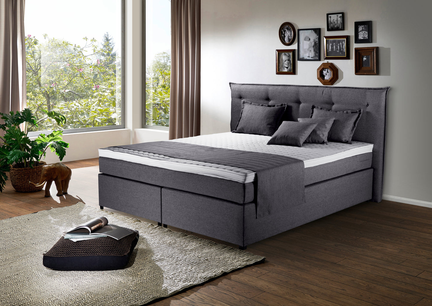 Boxspringbett Herzog 200x200cm Anthrazit