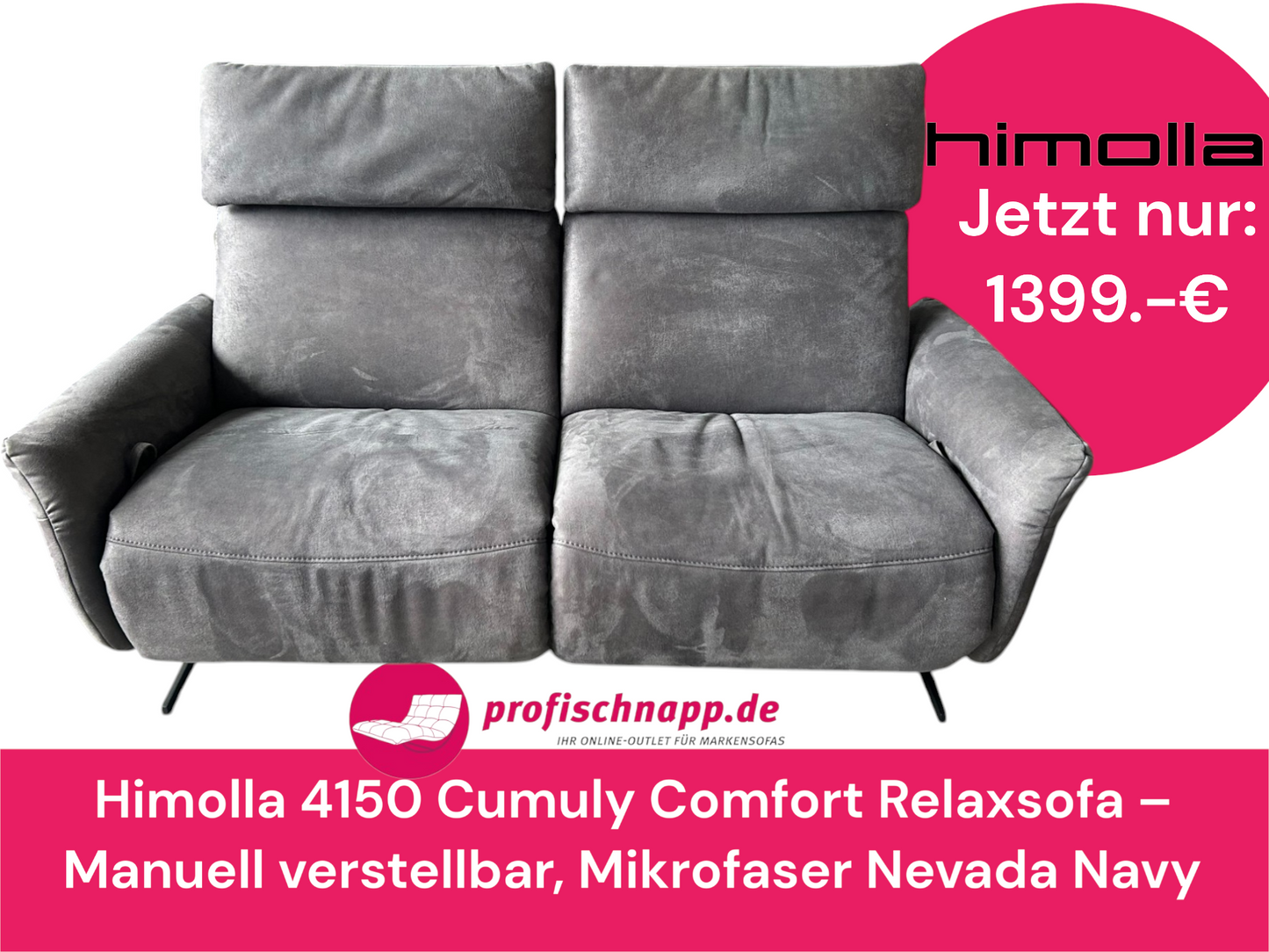 Himolla 4150 Cumuly Comfort Relaxsofa – Manuell verstellbar, Mikrofaser Nevada Navy