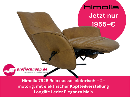 Himolla 7928 Relaxsessel elektrisch – 2-motorig, mit elektrischer Kopfteilverstellung Longlife Leder Eleganza Mais